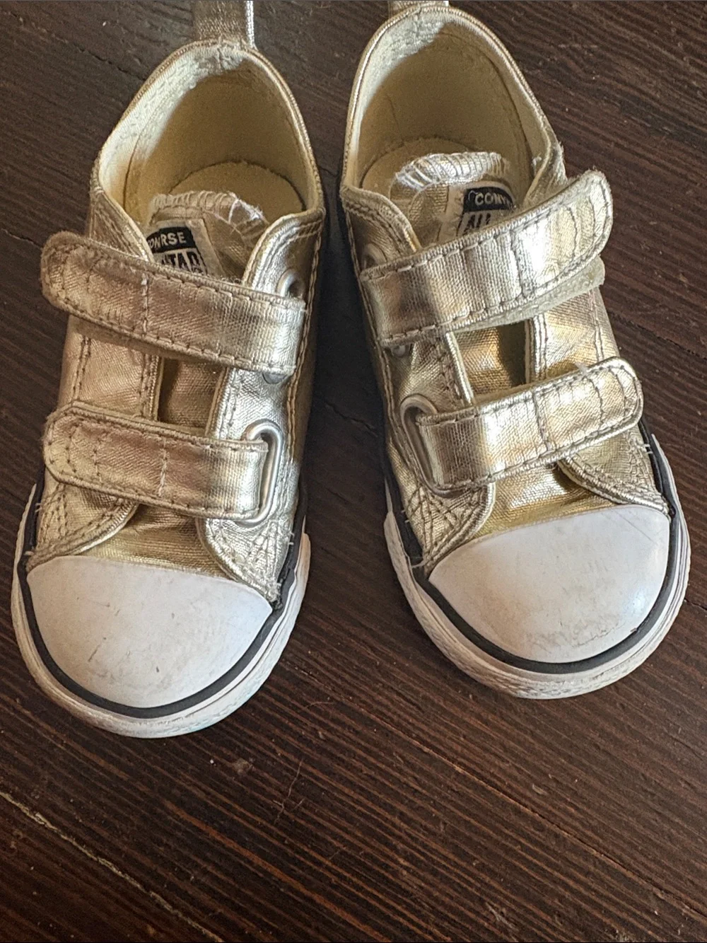 Converse all starGold Kids Velcro Canvas Sneakers size toddler 7